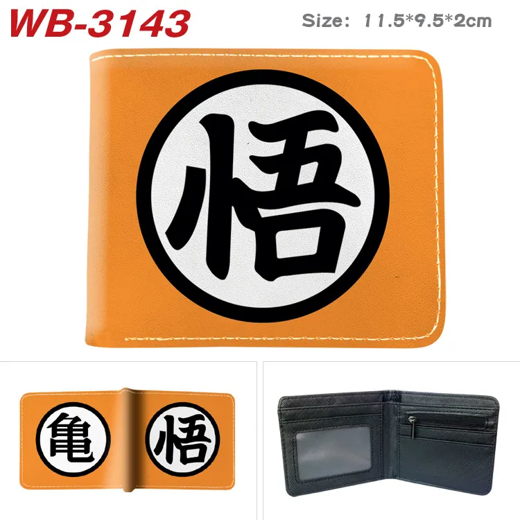Dragon Ball Z " (Go)" Symbol Large Capacity Coin Purse – Full Color Anime Short Bi-Fold Wallet with Card Slots & ID Window, Portable PU Leather Billfold for Fans